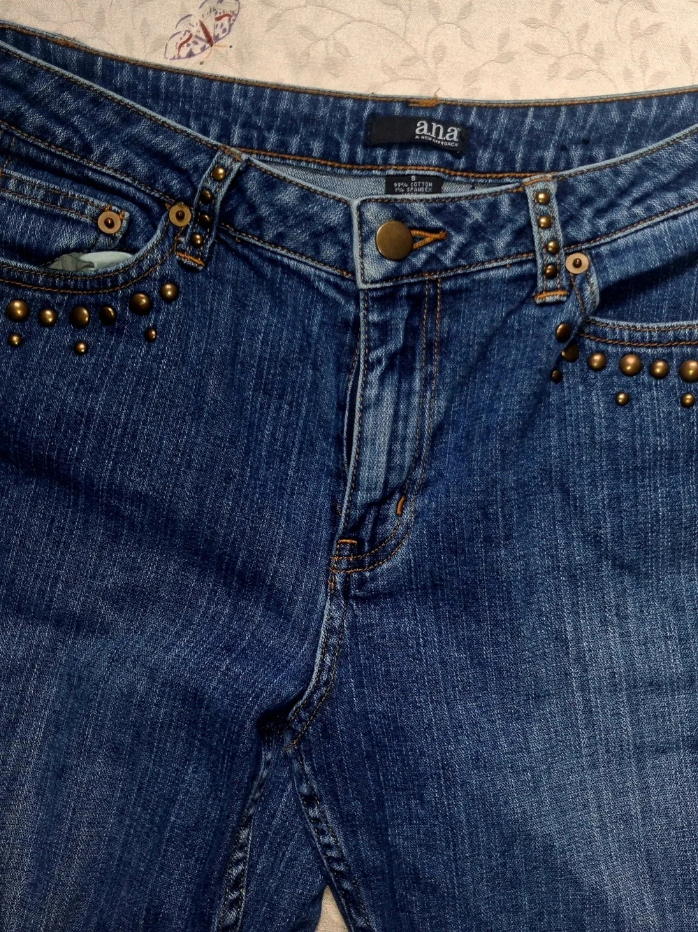 a.n.a Women's Blue Boot-Cut Jeans with Stud Accents - Picture 3 of 6